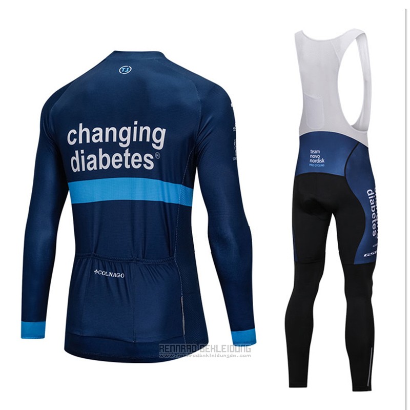2018 Fahrradbekleidung Changing Diabetes Blau Trikot Langarm und Tragerhose - zum Schließen ins Bild klicken